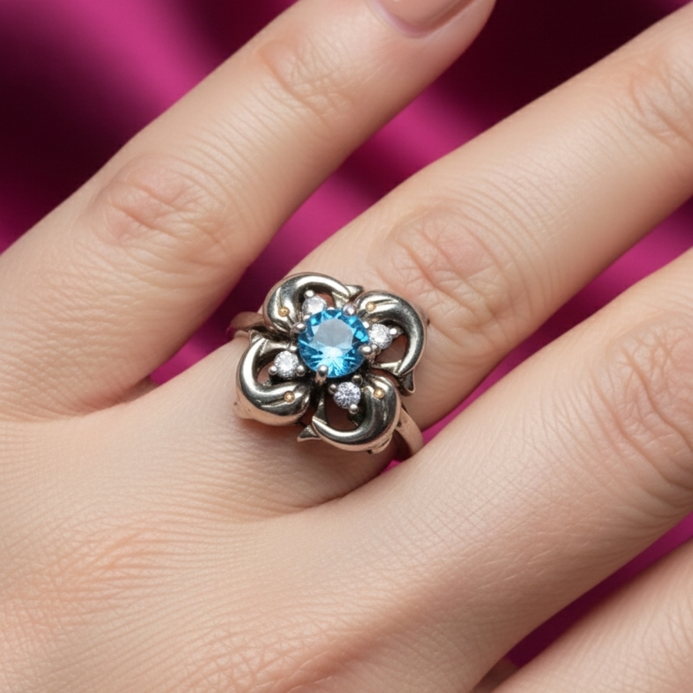 Elegant Silver and Blue Gemstone Ring